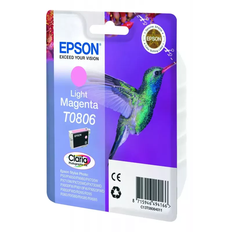 Epson Hummingbird embalagem individual magenta claro T0806 tinta fotográfica Claria