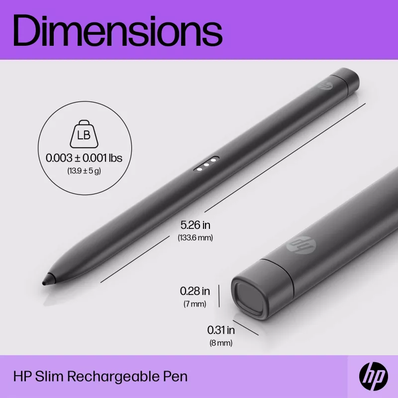 Caneta recarregável fina HP Caneta recarregável fina HP Preta Bateria integrada