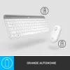 Conjunto de teclado e rato sem fios finos LOGITECH Mk470 - Branco sujo - Azerty Francês