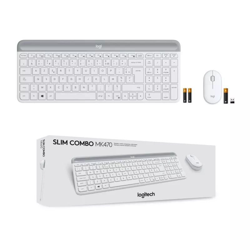 Conjunto de teclado e rato sem fios finos LOGITECH Mk470 - Branco sujo - Azerty Francês