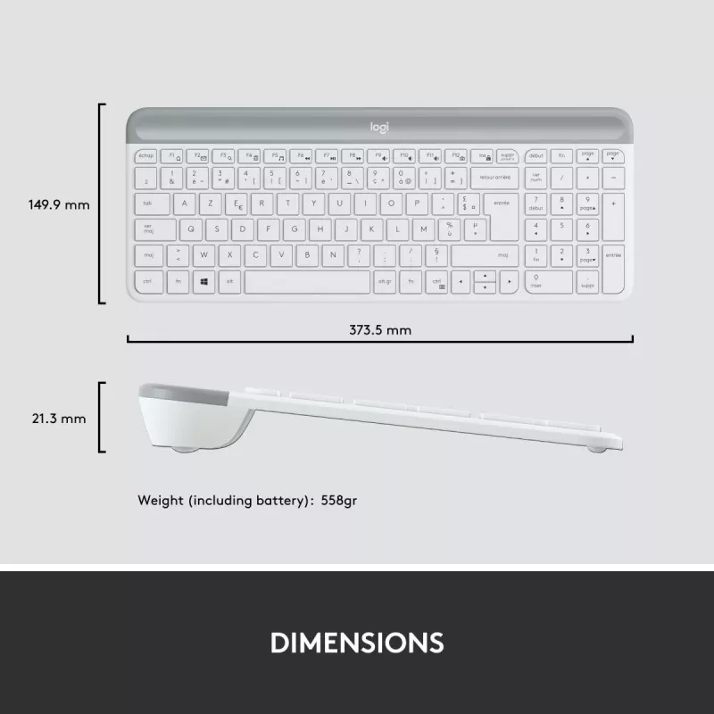 Conjunto de teclado e rato sem fios finos LOGITECH Mk470 - Branco sujo - Azerty Francês