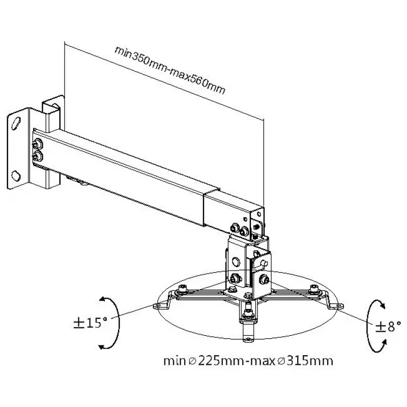 Suporte de teto/parede para projetor Equip, Preto, Parede, 20 kg, Preto, Aço, -8 - 8°, -15 - 15°