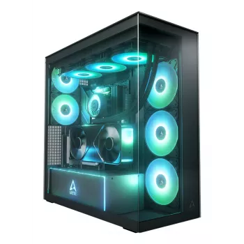 ARCTIC Xtender VG (Mirror Black) caixa de PC E-ATX Premium com suporte vertical para GPU