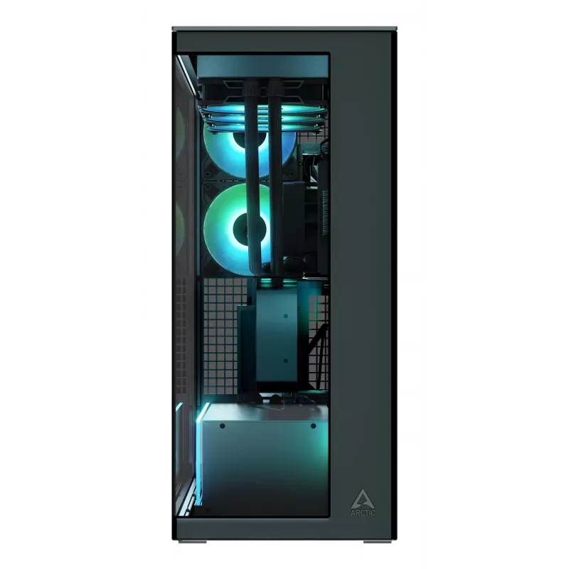 ARCTIC Xtender VG (Mirror Black) caixa de PC E-ATX Premium com suporte vertical para GPU