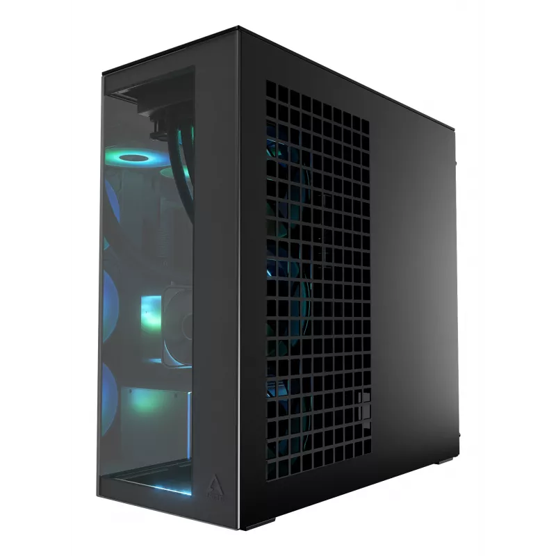 ARCTIC Xtender VG (Mirror Black) caixa de PC E-ATX Premium com suporte vertical para GPU