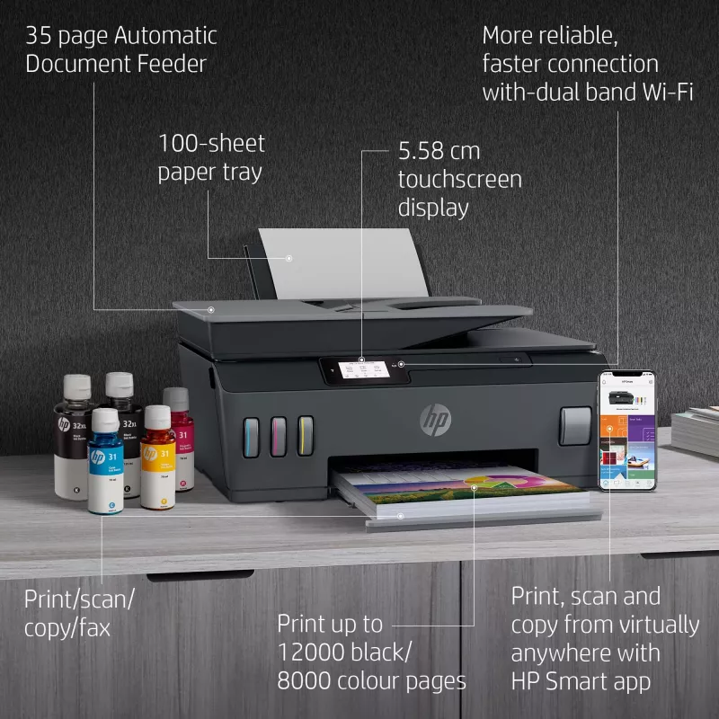 Impressora multifunções a cores HP Smart Tank Plus 655 Wireless, copiadora, scanner