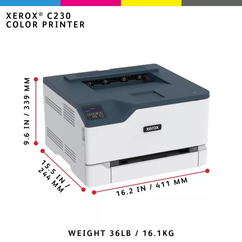 Xerox C230 A4 22ppm Wireless Duplex Impressora PS3 PCL5e6 2 bandejas de papel total 251 folhas