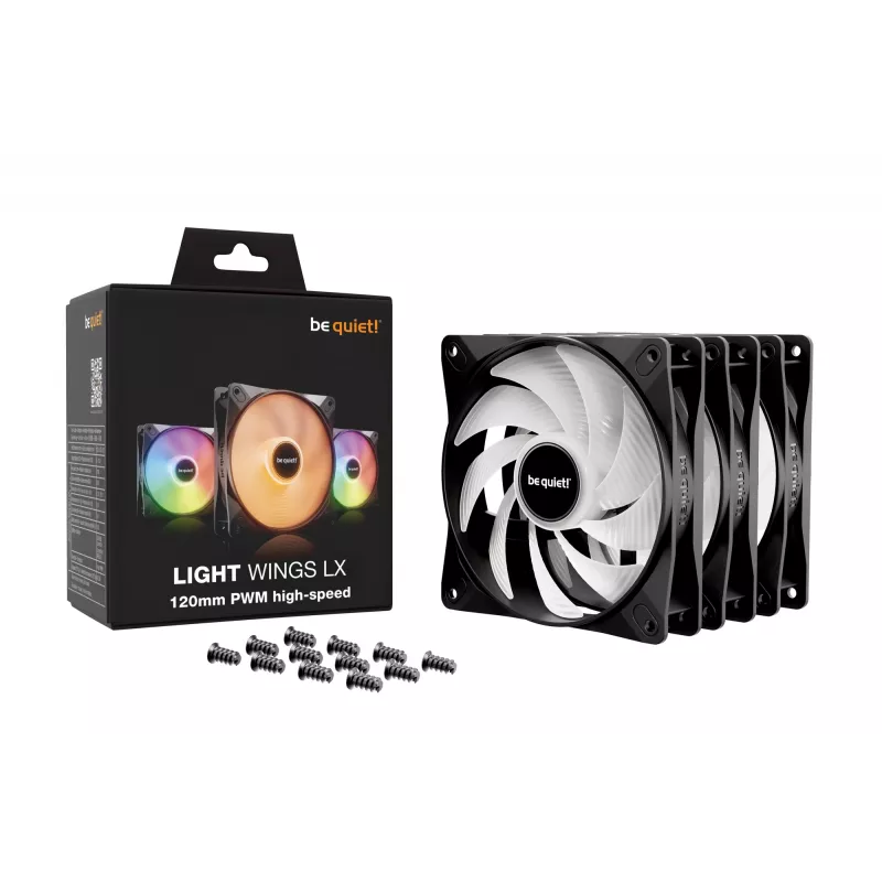 Ventilador para caixa de computador be quiet LIGHT WINGS LX 120mm PWM High Speed 3-Pack preto 12 cm 3 unid.