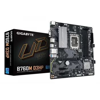 GIGABYTE B760M D3HP Placa-mãe - CPUs Intel Core 14ª Geração, VRM 4+1+1 fases, até 5600MHz DDR5, 2xPCIe 4.0 M.2, GbE LAN, USB 3.2 Gen 1