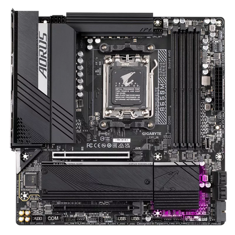 GIGABYTE B650M AORUS ELITE Placa-mãe - CPUs AMD Ryzen 9000, VRM 12+2+2 fases, até 8000MHz DDR5, 1xPCIe 5.0 + 1xPCIe 4.0 M.2, 2.5GbE LAN, USB 3.2 Gen 2x2