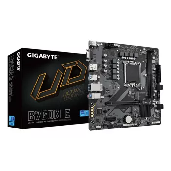 GIGABYTE B760M E Placa-mãe - Suporta CPUs Intel Core de 14ª Geração, VRM 6+1+1 fases, até 7200MHz DDR5 (OC), 2xPCIe 4.0 M.2, 1 GbE LAN, USB 3.2 Gen 1