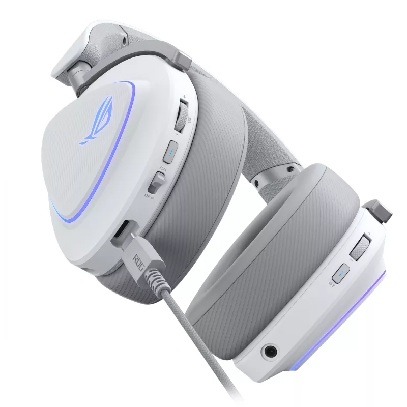 Headset ASUS ROG Delta II com fios e sem fios com arco de cabeça gaming USB Type-C Bluetooth branco