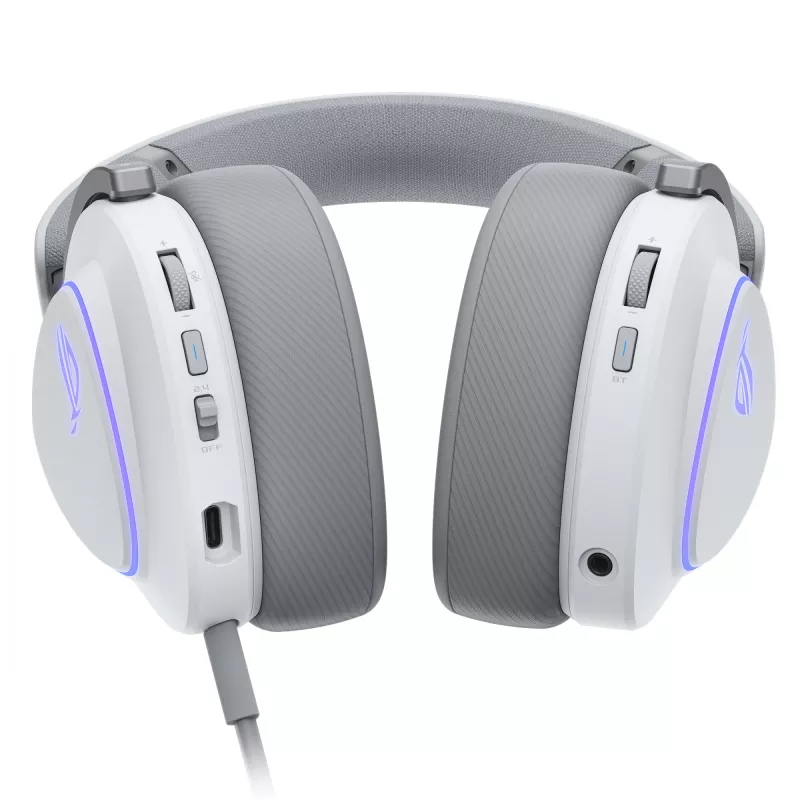 Headset ASUS ROG Delta II com fios e sem fios com arco de cabeça gaming USB Type-C Bluetooth branco