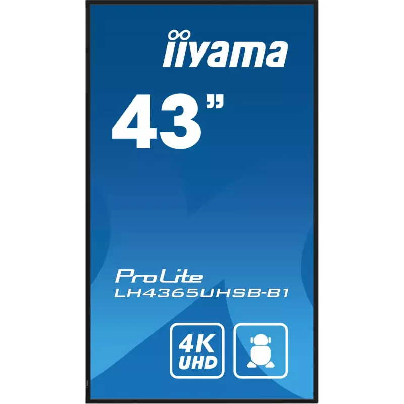 Ecrã de sinalização iiyama LH4365UHSB-B1 design quiosque 108 cm (42,5 polegadas) LED Wi-Fi 800 cd/m² 4K Ultra HD preto processador integrado Android 11 24/7