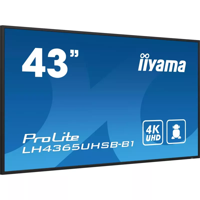Ecrã de sinalização iiyama LH4365UHSB-B1 design quiosque 108 cm (42,5 polegadas) LED Wi-Fi 800 cd/m² 4K Ultra HD preto processador integrado Android 11 24/7