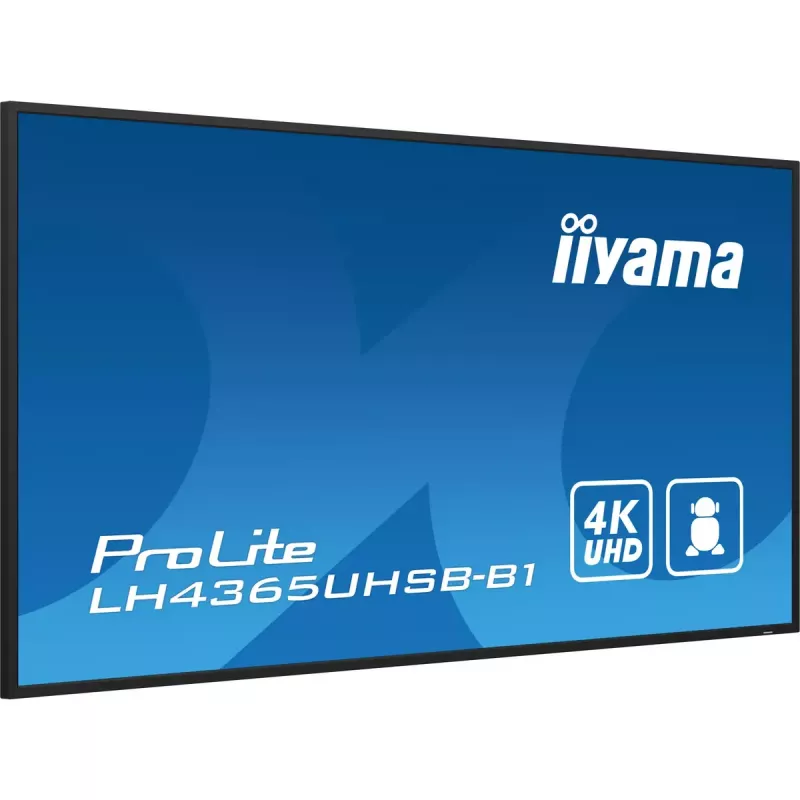 Ecrã de sinalização iiyama LH4365UHSB-B1 design quiosque 108 cm (42,5 polegadas) LED Wi-Fi 800 cd/m² 4K Ultra HD preto processador integrado Android 11 24/7