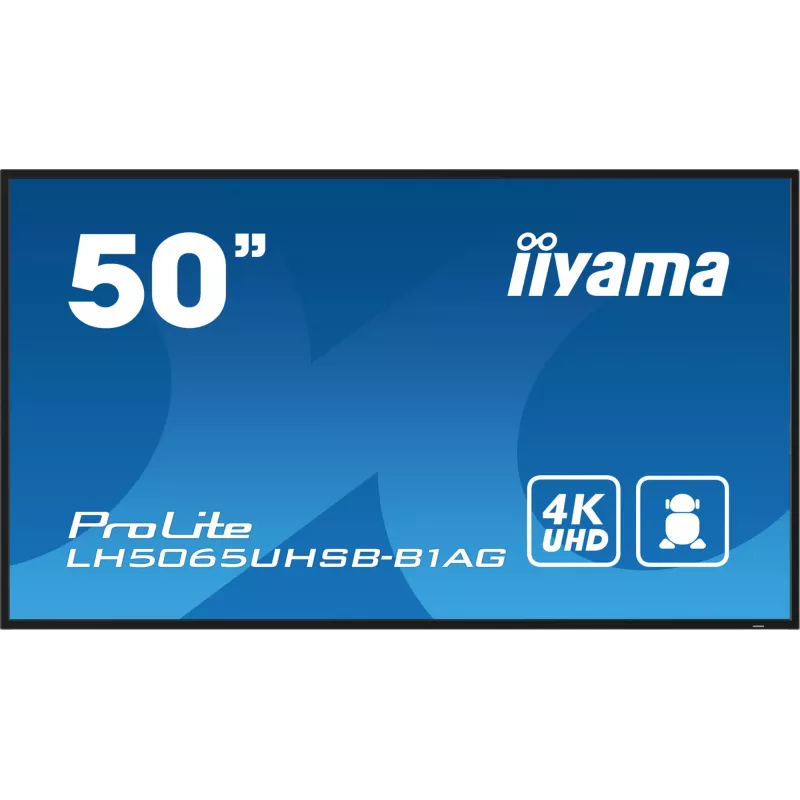 Ecrã de sinalização iiyama LH5065UHSB-B1AG ecrã plano de sinalização digital 125,7 cm (49,5 polegadas) LCD Wi-Fi 800 cd/m² 4K Ultra HD preto processador integrado Android 11 24/7