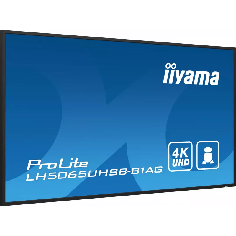 Ecrã de sinalização iiyama LH5065UHSB-B1AG ecrã plano de sinalização digital 125,7 cm (49,5 polegadas) LCD Wi-Fi 800 cd/m² 4K Ultra HD preto processador integrado Android 11 24/7