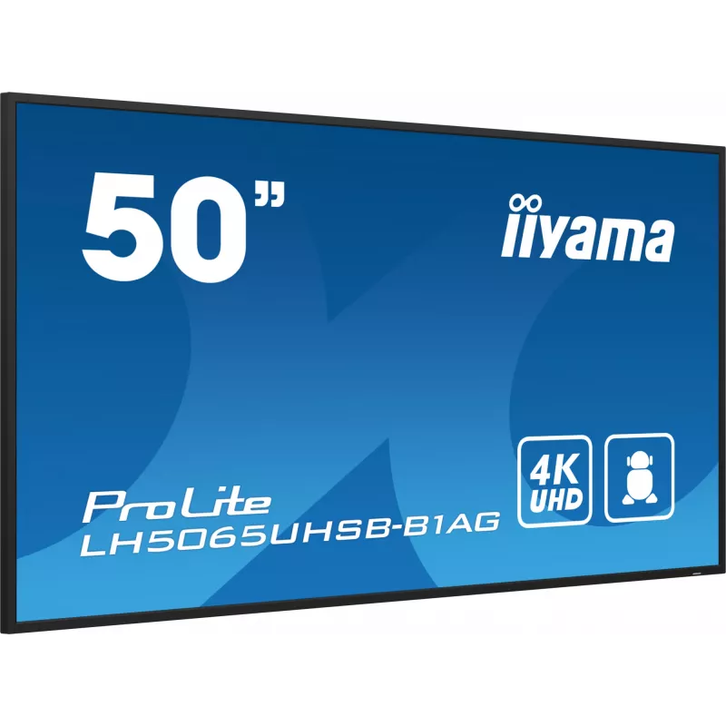 Ecrã de sinalização iiyama LH5065UHSB-B1AG ecrã plano de sinalização digital 125,7 cm (49,5 polegadas) LCD Wi-Fi 800 cd/m² 4K Ultra HD preto processador integrado Android 11 24/7