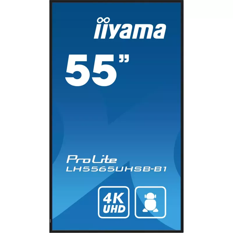 Ecrã de sinalização iiyama LH5565UHSB-B1 design quiosque 138,7 cm (54,6 polegadas) LED Wi-Fi 800 cd/m² 4K Ultra HD preto processador integrado Android 11 24/7