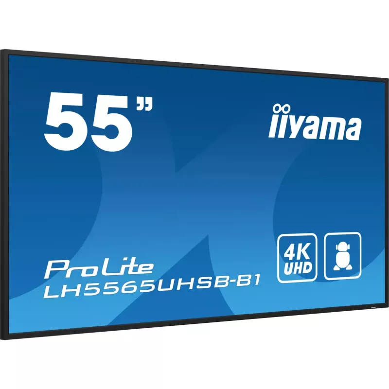 Ecrã de sinalização iiyama LH5565UHSB-B1 design quiosque 138,7 cm (54,6 polegadas) LED Wi-Fi 800 cd/m² 4K Ultra HD preto processador integrado Android 11 24/7