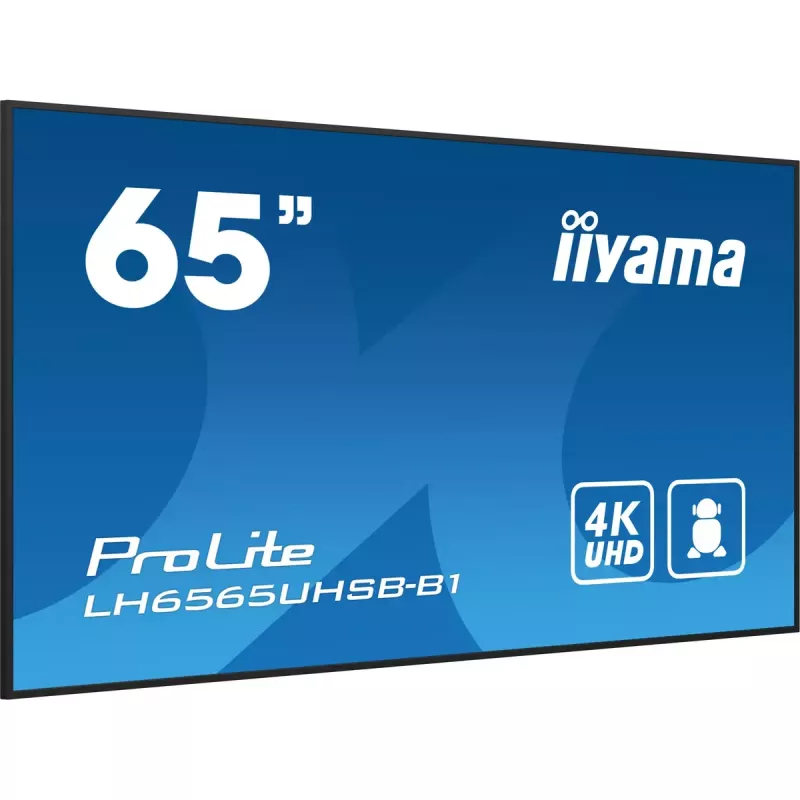 Ecrã de sinalização iiyama LH6565UHSB-B1 design quiosque 163,8 cm (64,5 polegadas) LED Wi-Fi 800 cd/m² 4K Ultra HD preto processador integrado Android 11 24/7
