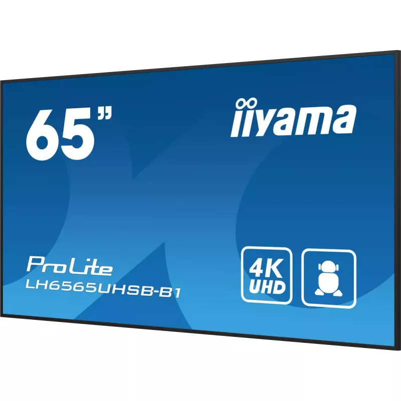 Ecrã de sinalização iiyama LH6565UHSB-B1 design quiosque 163,8 cm (64,5 polegadas) LED Wi-Fi 800 cd/m² 4K Ultra HD preto processador integrado Android 11 24/7