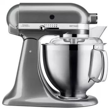 Batedeira KITCHENAID ARTISAN 5KSM185PS — 300 W, 4,8 L tigela de aço inoxidável, 10 velocidades, prateado