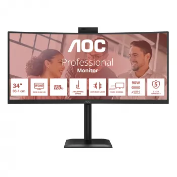 AOC E4 CU34E4CW Monitor de computador 86,4 cm (34 polegadas) 3440 x 1440 píxeis UltraWide Quad HD LED preto