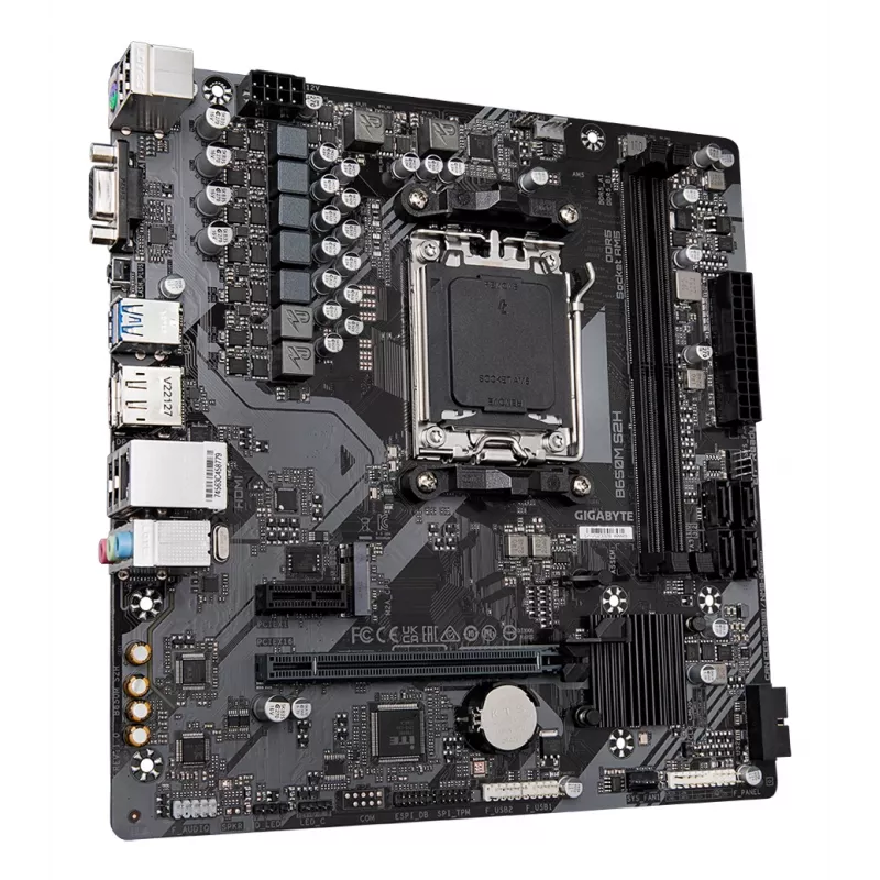 GIGABYTE B650M S2H Motherboard - CPUs AMD Ryzen 9000 Series, 5+2+2 Phases VRM, até 6400MHz DDR5 (OC), 1xPCIe 4.0 M.2, GbE LAN, USB 3.2 Gen 1