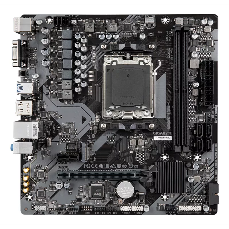GIGABYTE B650M S2H Motherboard - CPUs AMD Ryzen 9000 Series, 5+2+2 Phases VRM, até 6400MHz DDR5 (OC), 1xPCIe 4.0 M.2, GbE LAN, USB 3.2 Gen 1