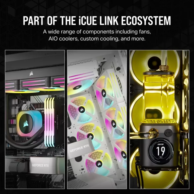 Cooler de CPU CORSAIR – iCUE Link H100i RGB cooler líquido AiO – branco