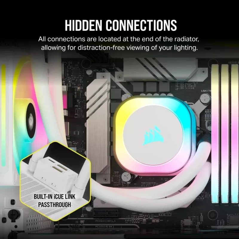 Cooler de CPU CORSAIR – iCUE Link H100i RGB cooler líquido AiO – branco