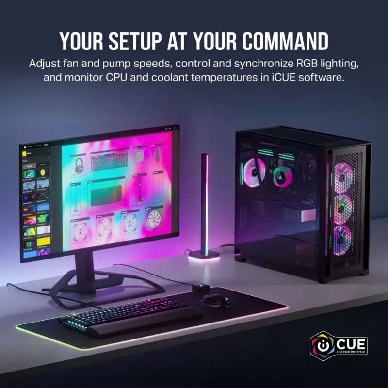 Cooler de CPU CORSAIR – iCUE Link H100i RGB cooler líquido AiO – branco
