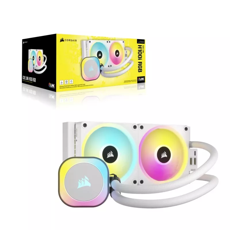 Cooler de CPU CORSAIR – iCUE Link H100i RGB cooler líquido AiO – branco