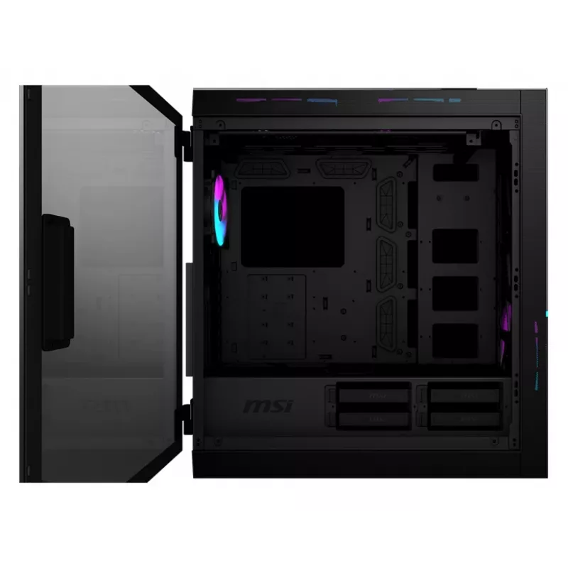 Caixa de computador gaming MSI MPG SEKIRA 500X Full Tower 'preta, 3x ventoinhas ARGB de 200mm + 1x 200mm + 1x120mm ARGB, Mystic Light Sync, hub ARGB de 8 canais, USB Type-C, painéis de vidro temperado, E-ATX, ATX, mATX, mini-ITX'