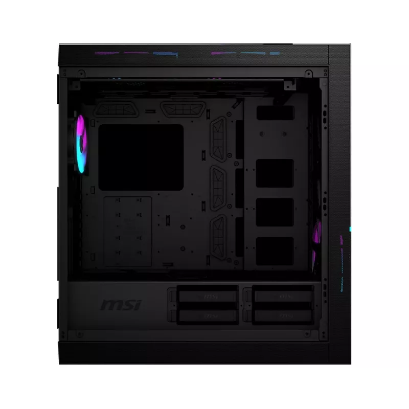 Caixa de computador gaming MSI MPG SEKIRA 500X Full Tower 'preta, 3x ventoinhas ARGB de 200mm + 1x 200mm + 1x120mm ARGB, Mystic Light Sync, hub ARGB de 8 canais, USB Type-C, painéis de vidro temperado, E-ATX, ATX, mATX, mini-ITX'