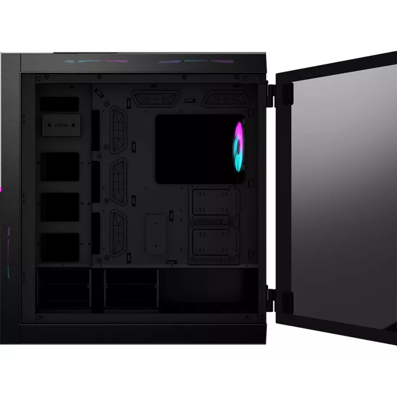 Caixa de computador gaming MSI MPG SEKIRA 500X Full Tower 'preta, 3x ventoinhas ARGB de 200mm + 1x 200mm + 1x120mm ARGB, Mystic Light Sync, hub ARGB de 8 canais, USB Type-C, painéis de vidro temperado, E-ATX, ATX, mATX, mini-ITX'