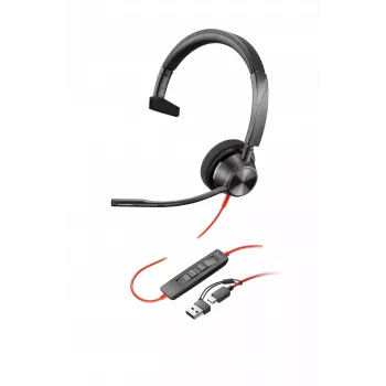 HP Poly Blackwire 3310 headset monaural com USB-C + adaptador USB-C/A