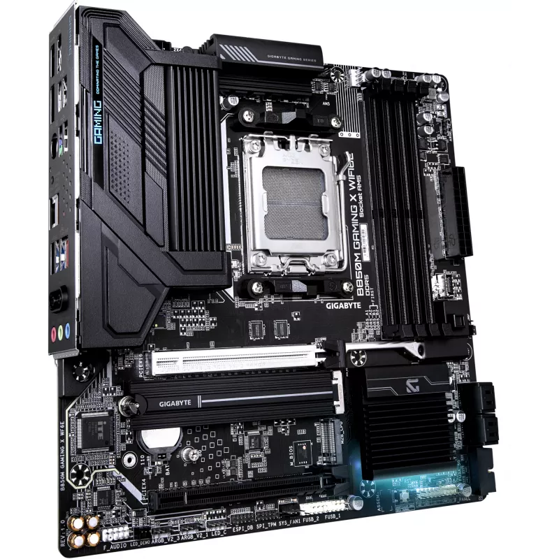 Placa-mãe GIGABYTE B850M GAMING X WIFI6E - CPUs AMD Ryzen 9000 Series, VRM digital 10+2+2 fases, até 8200MHz DDR5 (OC), 1xPCIe 5.0 + 1xPCIe 4.0 M.2, 2.5LAN, WIFI 6E, USB 3.2 Gen 2
