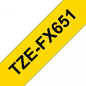 Fita de etiquetas Brother TZE-FX651 preto sobre amarelo TZ