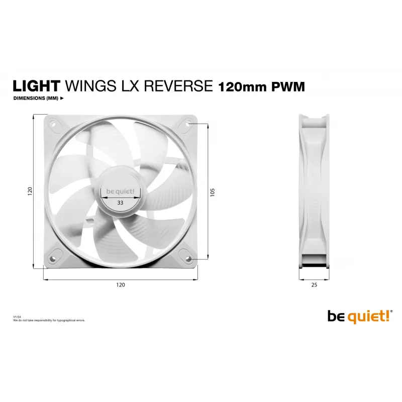 Ventoinha para caixa be quiet! Light Wings LX 120 mm PWM Reverse White 12 cm 1 unid.