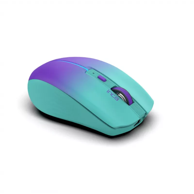 Rato sem fios INCA Iwm-511rm – RF Wireless + Bluetooth + USB Type-C – 1600 dpi – 6 botões – Verde Violeta