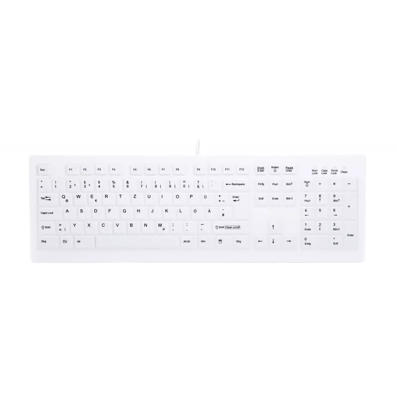 Contour Design Active Key Contour ClassicClean Teclado médico com cobertura removível, formato completo, com fios, Branco, DE C8100