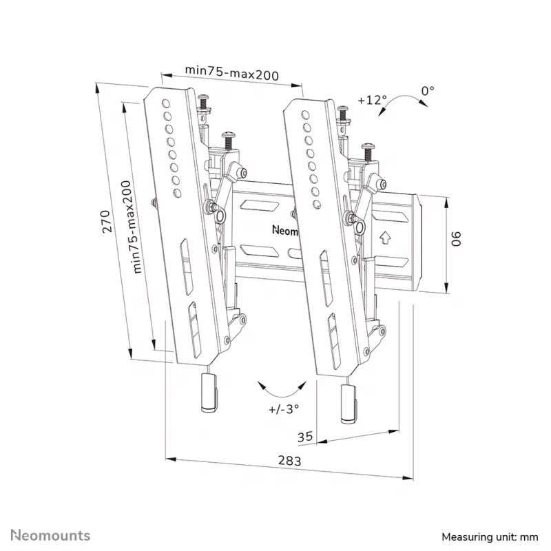 Neomounts WL35S-850BL12 suporte de parede para TV 24-65 polegadas - inclinável - bloqueável - montagem rápida