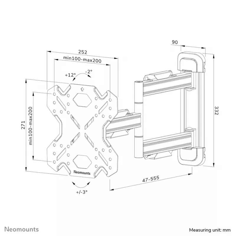 Neomounts WL40S-850BL12 suporte de parede para TV 32-55 polegadas - totalmente móvel - montagem rápida