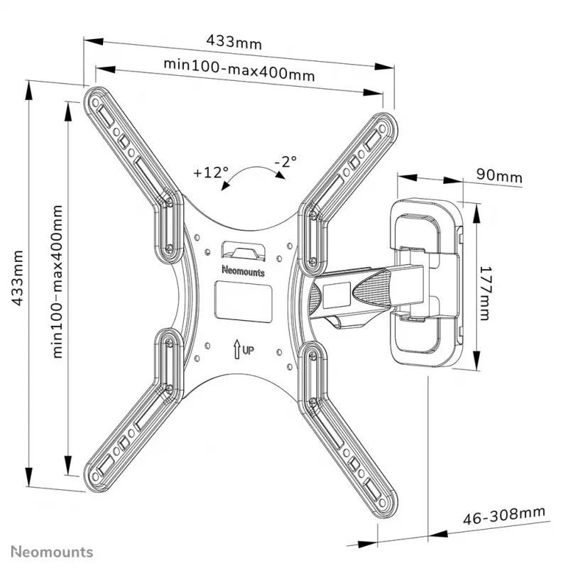 Neomounts WL40-540BL14 suporte de parede para TV 32-55 polegadas - totalmente móvel - montagem simples