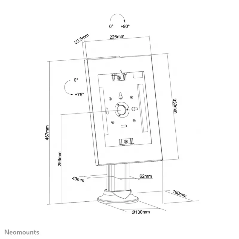 Neomounts DS15-640WH1 suporte para tablet de mesa 9,7-11 polegadas - bloqueável