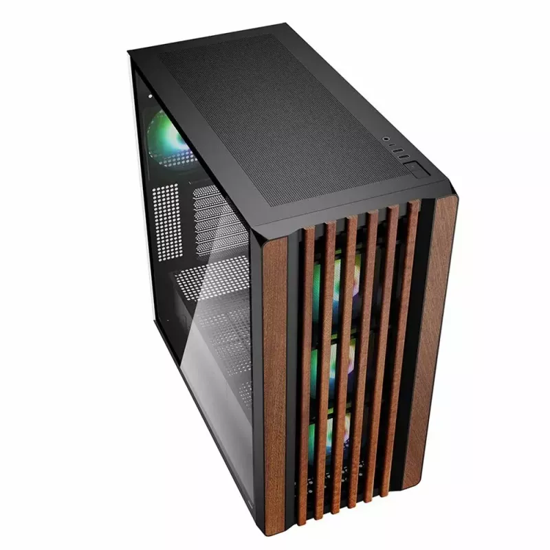 Caixa de PC Sharkoon REBEL C70G RGB Full Tower preta, madeira
