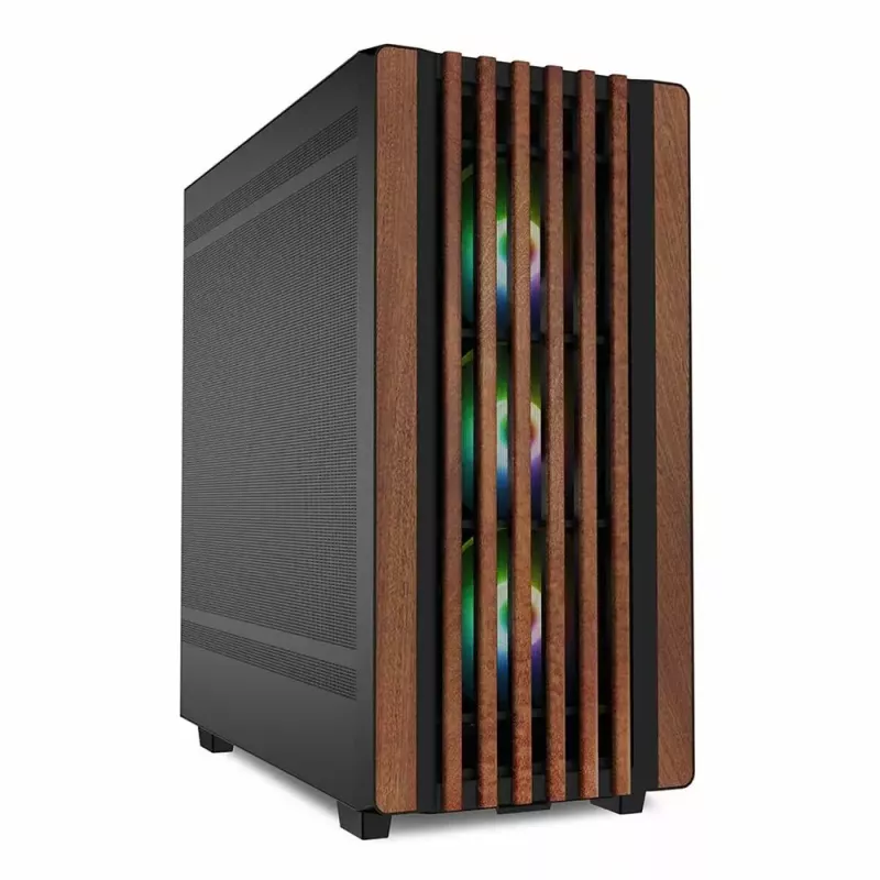 Caixa de PC Sharkoon REBEL C70M RGB Full Tower preta, madeira